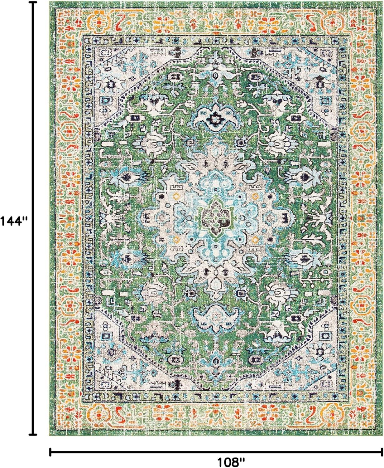 image:imageSAFAVIEH Madison Collection Area Rug 53 x 76 Cream amp Blue Boho Distressed Medallion Design NonShedding amp Easy Care Ideal for High Traffic Areas in Living Room Bedroom MAD474BGreenTurquoise