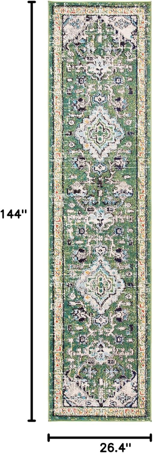 image:imageSAFAVIEH Madison Collection Area Rug 53 x 76 Cream amp Blue Boho Distressed Medallion Design NonShedding amp Easy Care Ideal for High Traffic Areas in Living Room Bedroom MAD474BGreenTurquoise