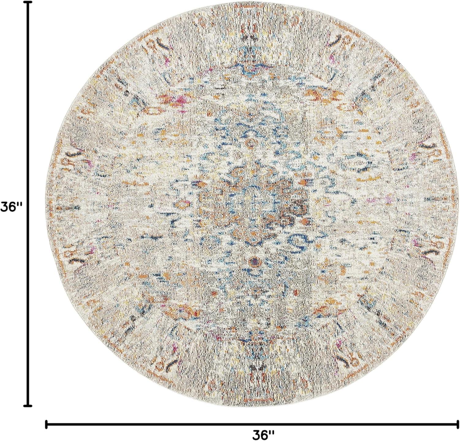 image:imageSAFAVIEH Madison Collection Area Rug 53 x 76 Cream amp Blue Boho Distressed Medallion Design NonShedding amp Easy Care Ideal for High Traffic Areas in Living Room Bedroom MAD474BGreyGold
