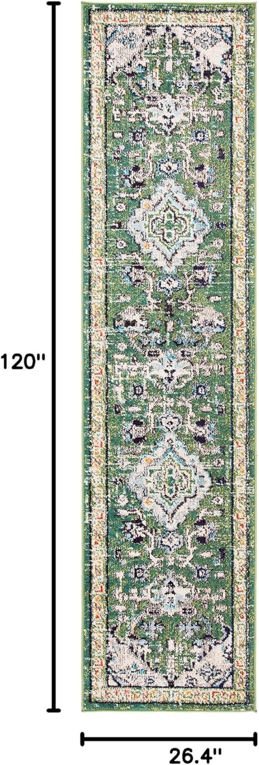 image:imageSAFAVIEH Madison Collection Area Rug 53 x 76 Cream amp Blue Boho Distressed Medallion Design NonShedding amp Easy Care Ideal for High Traffic Areas in Living Room Bedroom MAD474BGreenTurquoise