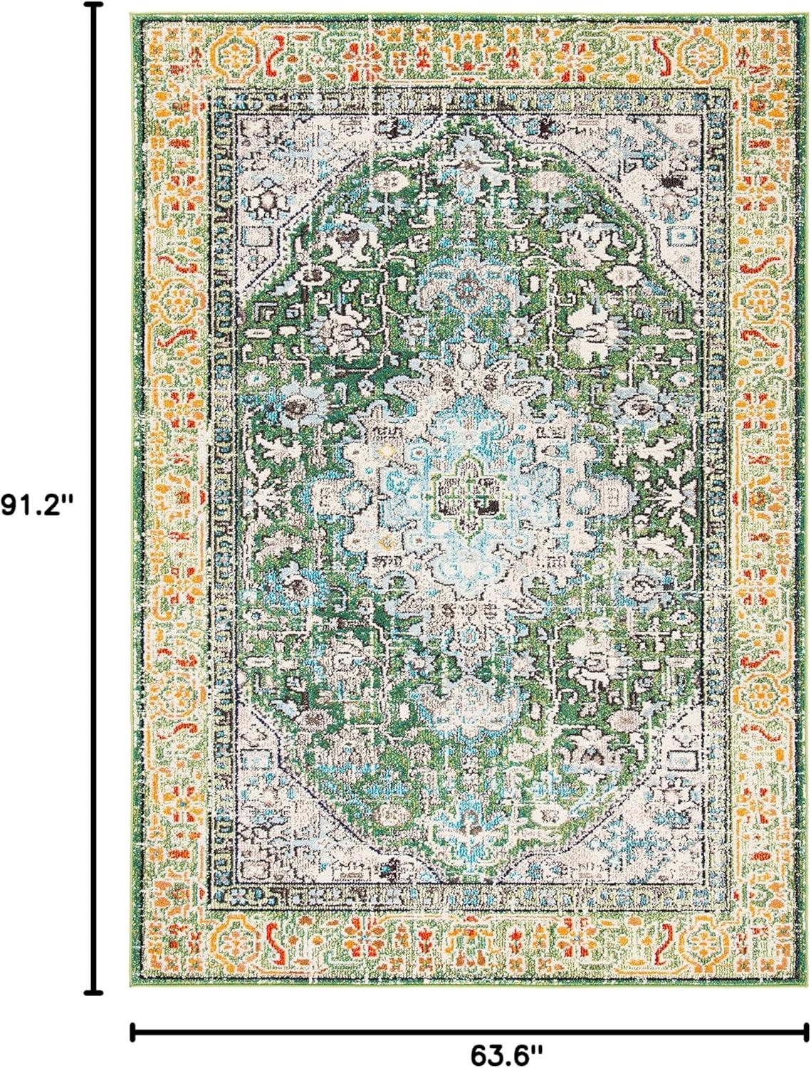 image:imageSAFAVIEH Madison Collection Area Rug 53 x 76 Cream amp Blue Boho Distressed Medallion Design NonShedding amp Easy Care Ideal for High Traffic Areas in Living Room Bedroom MAD474BGreenTurquoise