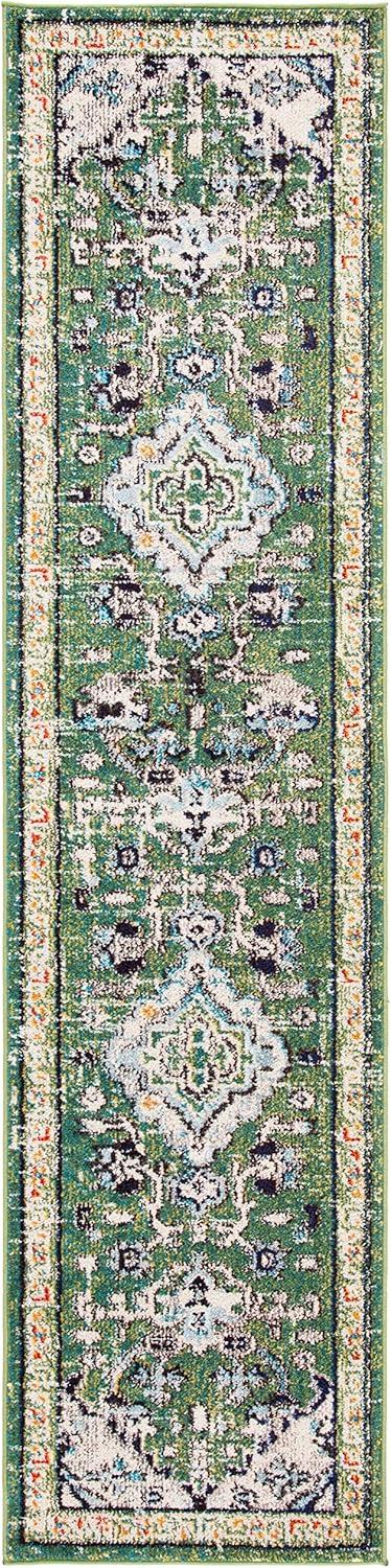 image:imageSAFAVIEH Madison Collection Area Rug 53 x 76 Cream amp Blue Boho Distressed Medallion Design NonShedding amp Easy Care Ideal for High Traffic Areas in Living Room Bedroom MAD474BGreenTurquoise