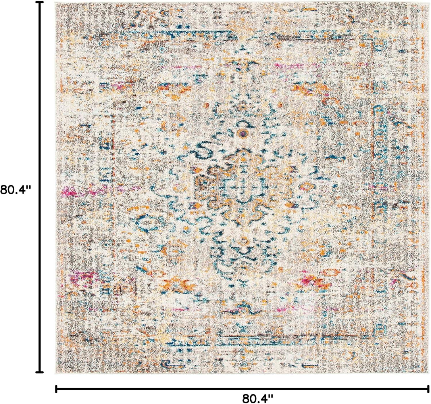 image:imageSAFAVIEH Madison Collection Area Rug 53 x 76 Cream amp Blue Boho Distressed Medallion Design NonShedding amp Easy Care Ideal for High Traffic Areas in Living Room Bedroom MAD474BGreyGold