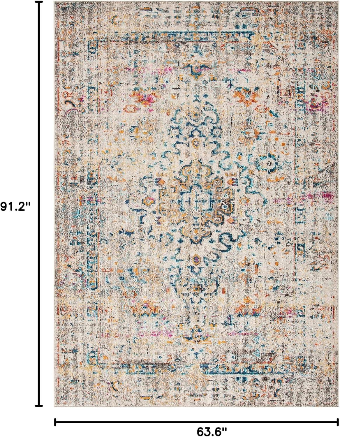 image:imageSAFAVIEH Madison Collection Area Rug 53 x 76 Cream amp Blue Boho Distressed Medallion Design NonShedding amp Easy Care Ideal for High Traffic Areas in Living Room Bedroom MAD474BGreyGold