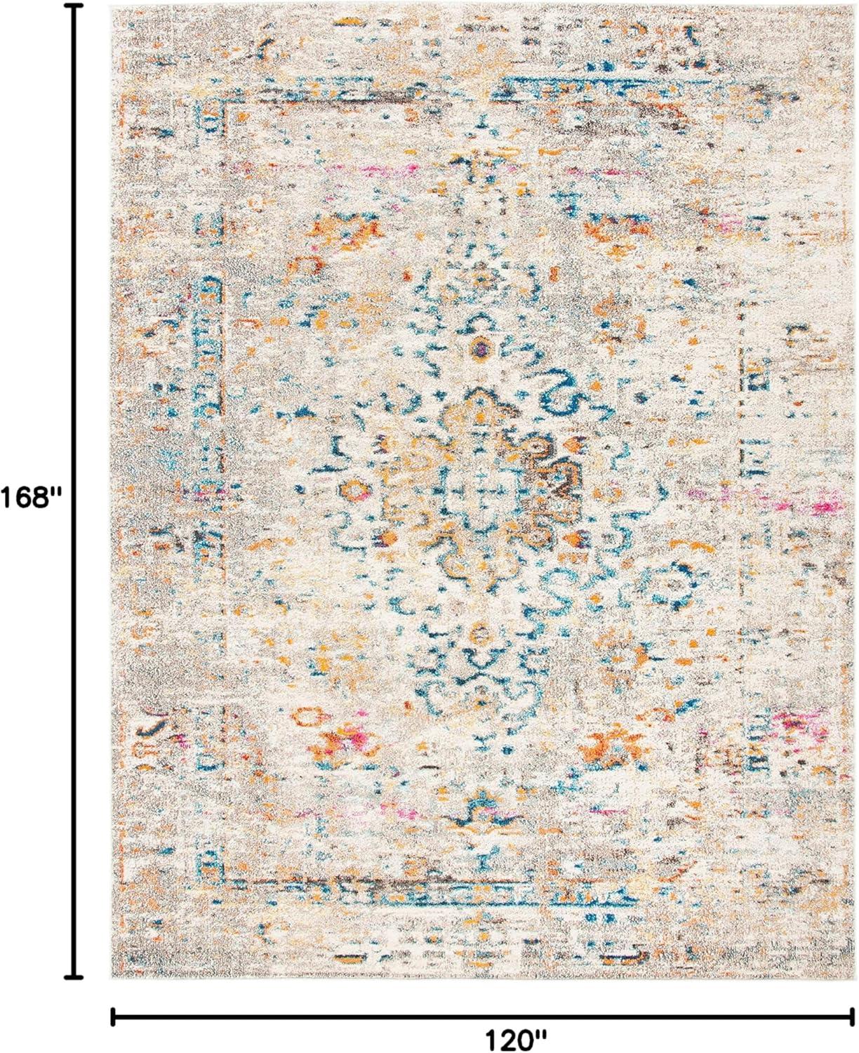 image:imageSAFAVIEH Madison Collection Area Rug 53 x 76 Cream amp Blue Boho Distressed Medallion Design NonShedding amp Easy Care Ideal for High Traffic Areas in Living Room Bedroom MAD474BGreyGold