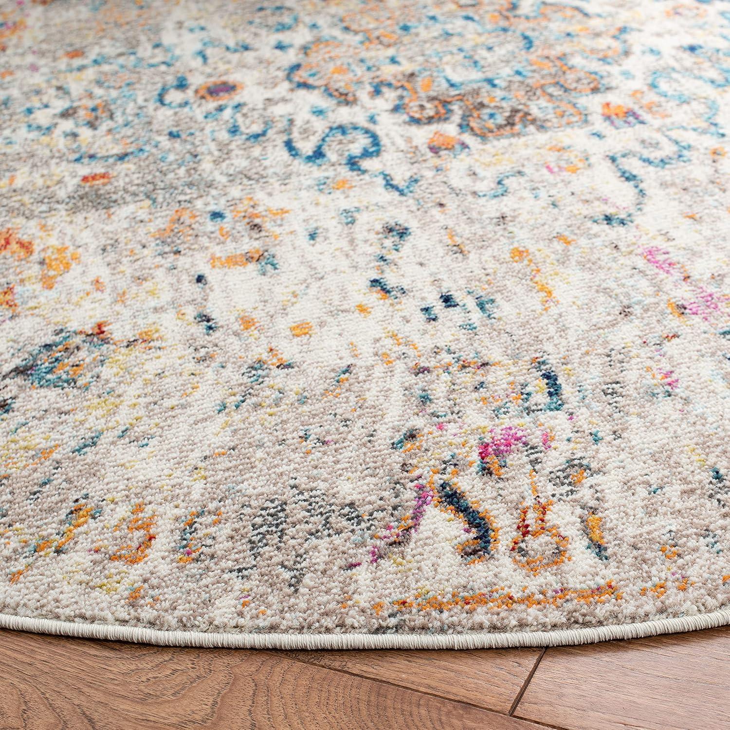 image:imageSAFAVIEH Madison Collection Area Rug 53 x 76 Cream amp Blue Boho Distressed Medallion Design NonShedding amp Easy Care Ideal for High Traffic Areas in Living Room Bedroom MAD474BGreyGold