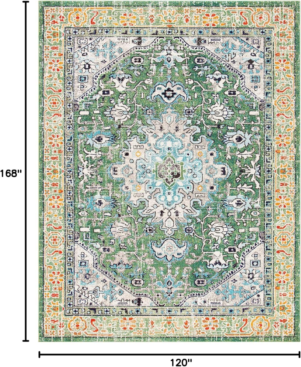 image:imageSAFAVIEH Madison Collection Area Rug 53 x 76 Cream amp Blue Boho Distressed Medallion Design NonShedding amp Easy Care Ideal for High Traffic Areas in Living Room Bedroom MAD474BGreenTurquoise