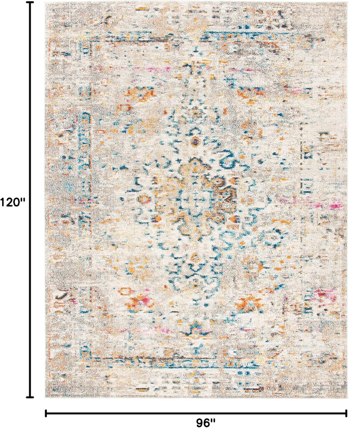 image:imageSAFAVIEH Madison Collection Area Rug 53 x 76 Cream amp Blue Boho Distressed Medallion Design NonShedding amp Easy Care Ideal for High Traffic Areas in Living Room Bedroom MAD474BGreyGold