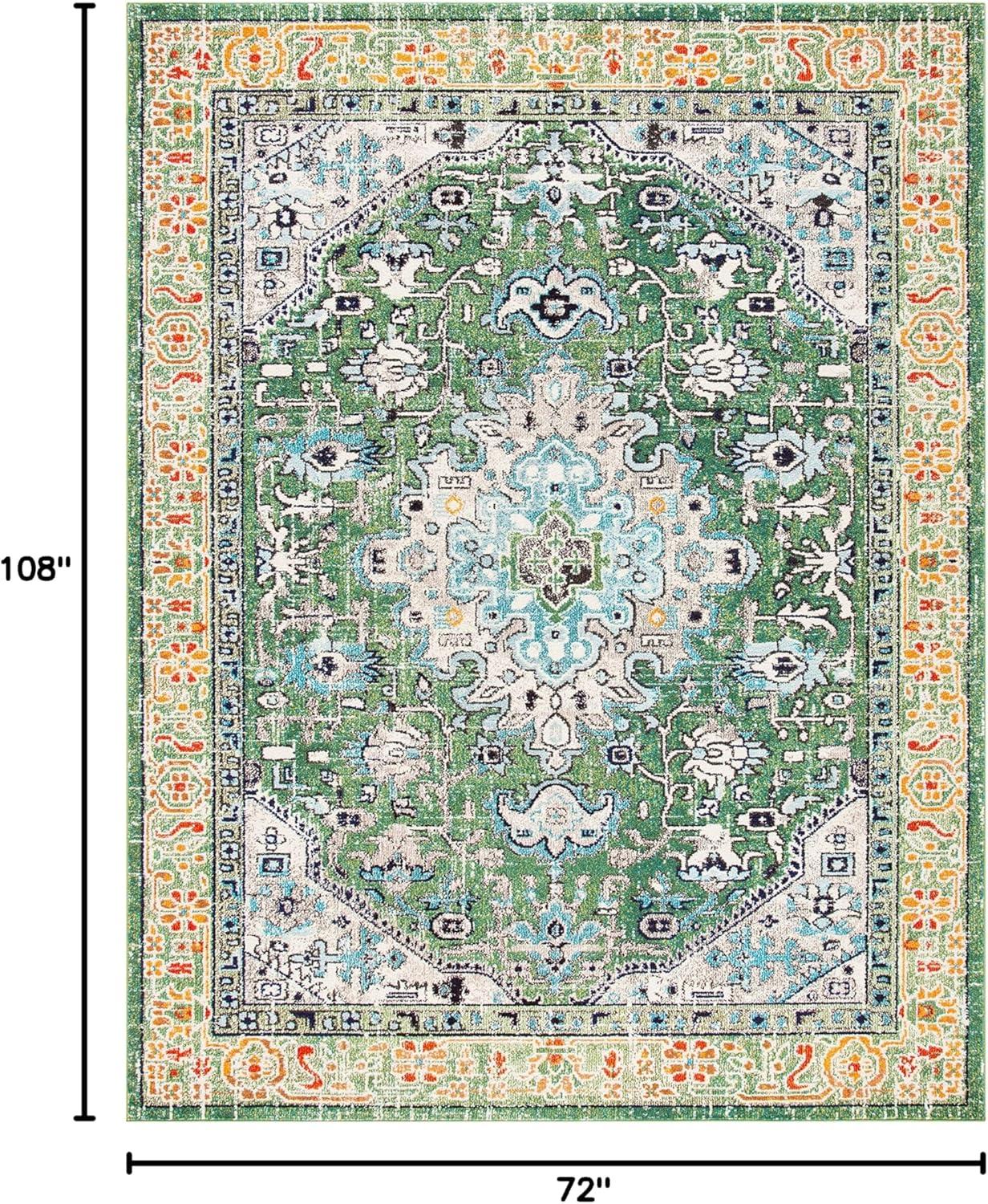 image:imageSAFAVIEH Madison Collection Area Rug 53 x 76 Cream amp Blue Boho Distressed Medallion Design NonShedding amp Easy Care Ideal for High Traffic Areas in Living Room Bedroom MAD474BGreenTurquoise