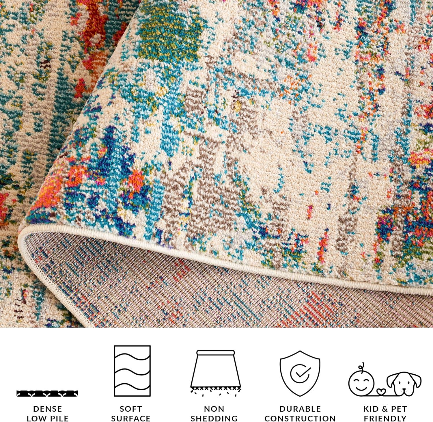 image:imageSAFAVIEH Madison Collection Area Rug 53 x 76 Cream amp Orange Modern Abstract Design NonShedding amp Easy Care Ideal for High Traffic Areas in Living Room Bedroom MAD478BGreenRust