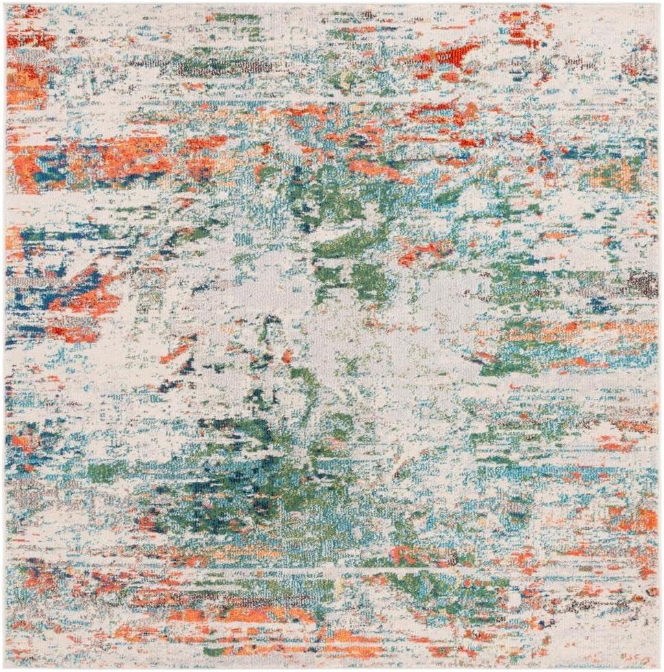 image:imageSAFAVIEH Madison Collection Area Rug 53 x 76 Cream amp Orange Modern Abstract Design NonShedding amp Easy Care Ideal for High Traffic Areas in Living Room Bedroom MAD478BGreenRust