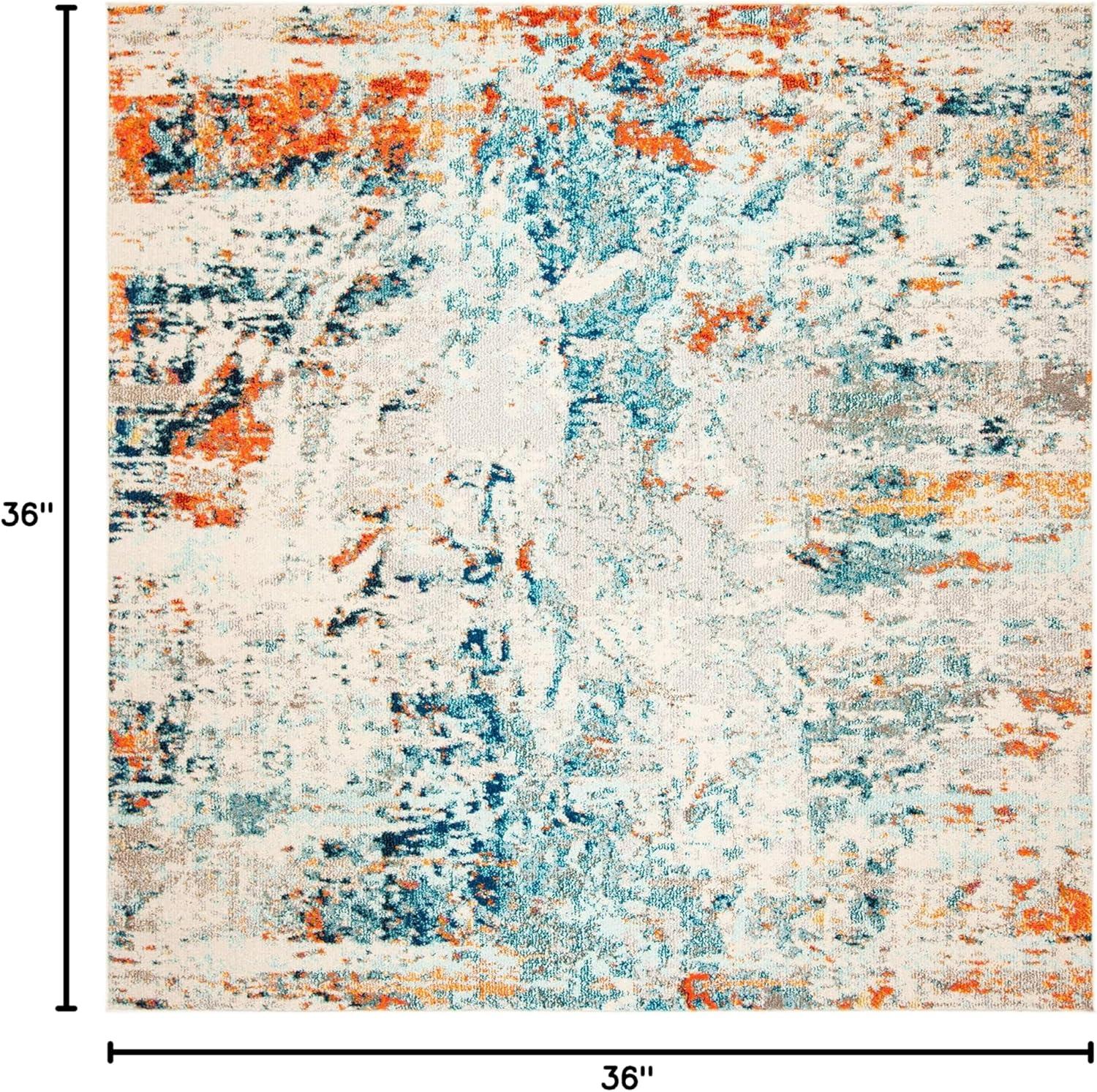 image:imageSAFAVIEH Madison Collection Area Rug 53 x 76 Cream amp Orange Modern Abstract Design NonShedding amp Easy Care Ideal for High Traffic Areas in Living Room Bedroom MAD478BCreamOrange