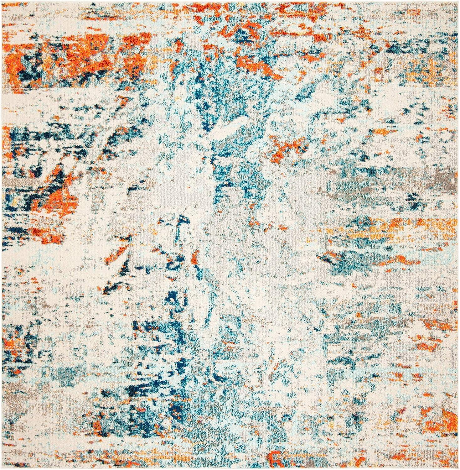 image:imageSAFAVIEH Madison Collection Area Rug 53 x 76 Cream amp Orange Modern Abstract Design NonShedding amp Easy Care Ideal for High Traffic Areas in Living Room Bedroom MAD478BCreamOrange