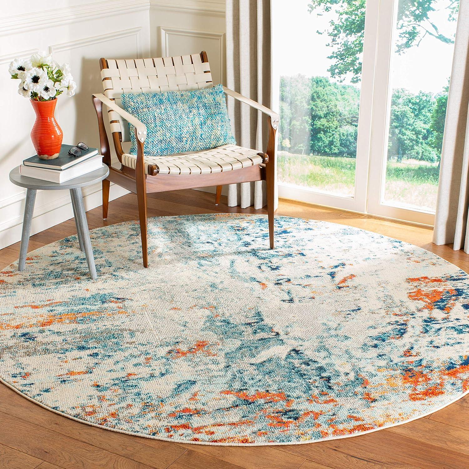 image:imageSAFAVIEH Madison Collection Area Rug 53 x 76 Cream amp Orange Modern Abstract Design NonShedding amp Easy Care Ideal for High Traffic Areas in Living Room Bedroom MAD478BCreamOrange