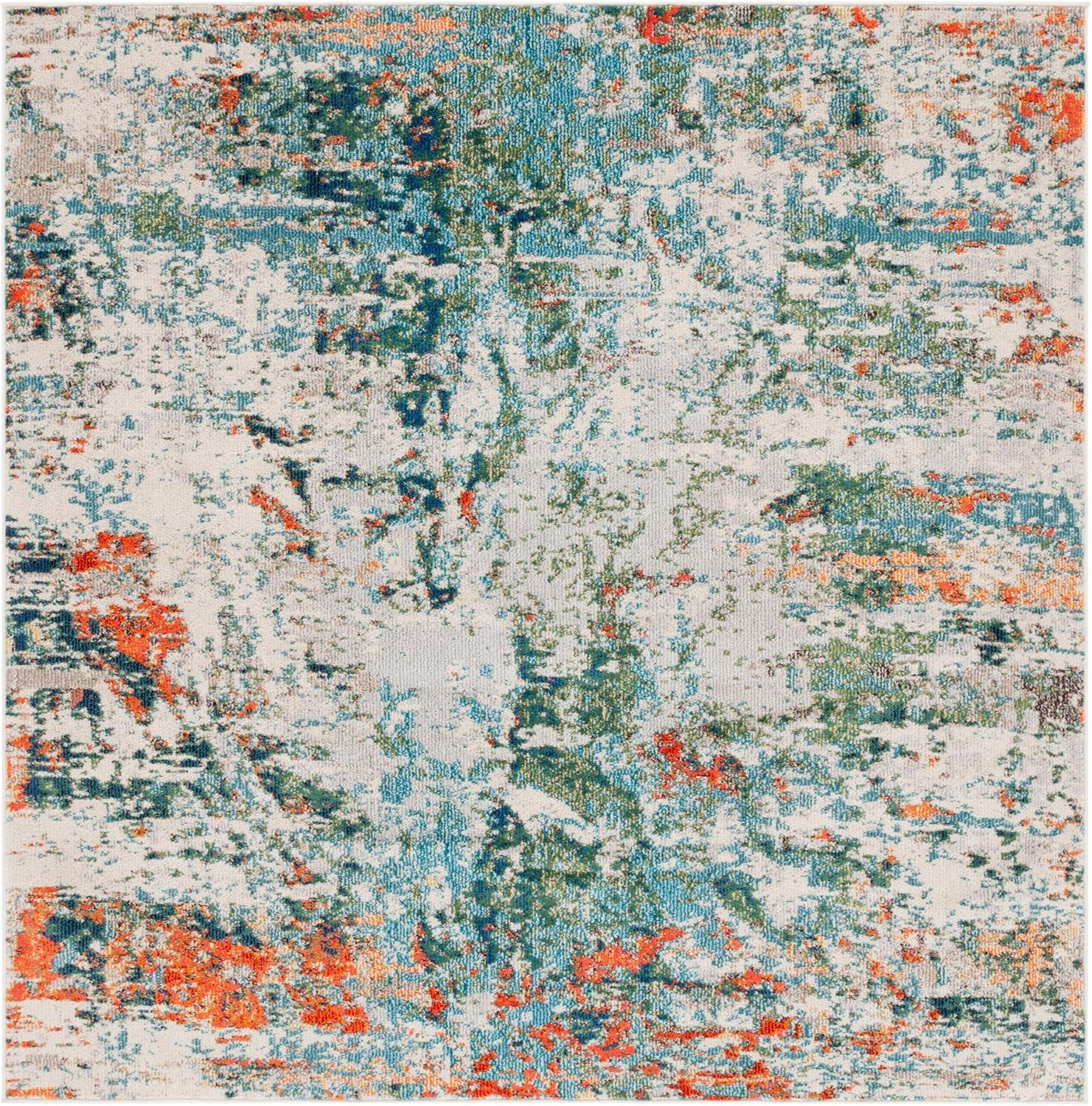 image:imageSAFAVIEH Madison Collection Area Rug 53 x 76 Cream amp Orange Modern Abstract Design NonShedding amp Easy Care Ideal for High Traffic Areas in Living Room Bedroom MAD478BGreenRust