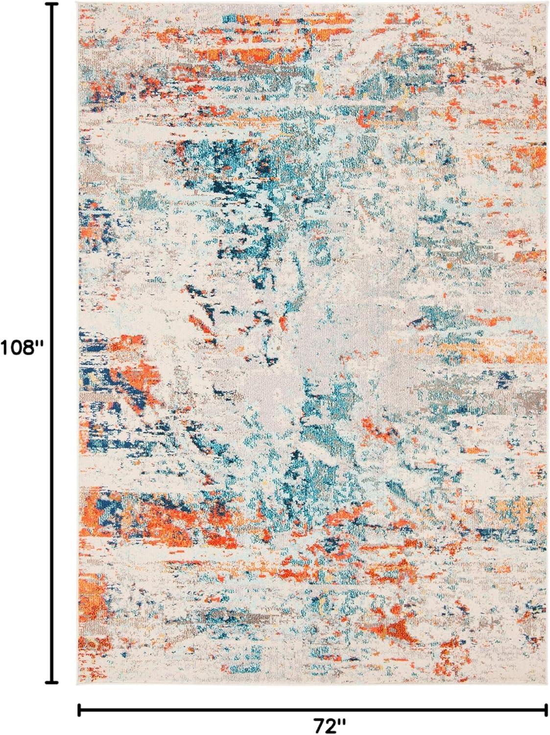image:imageSAFAVIEH Madison Collection Area Rug 53 x 76 Cream amp Orange Modern Abstract Design NonShedding amp Easy Care Ideal for High Traffic Areas in Living Room Bedroom MAD478BCreamOrange