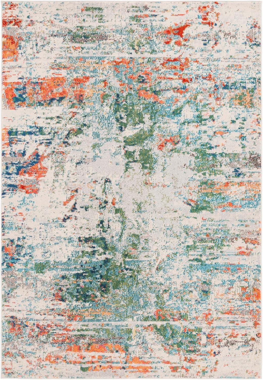 image:imageSAFAVIEH Madison Collection Area Rug 53 x 76 Cream amp Orange Modern Abstract Design NonShedding amp Easy Care Ideal for High Traffic Areas in Living Room Bedroom MAD478BGreenRust