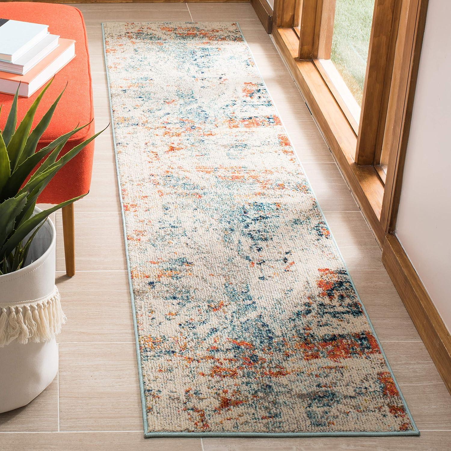 image:imageSAFAVIEH Madison Collection Area Rug 53 x 76 Cream amp Orange Modern Abstract Design NonShedding amp Easy Care Ideal for High Traffic Areas in Living Room Bedroom MAD478BCreamOrange