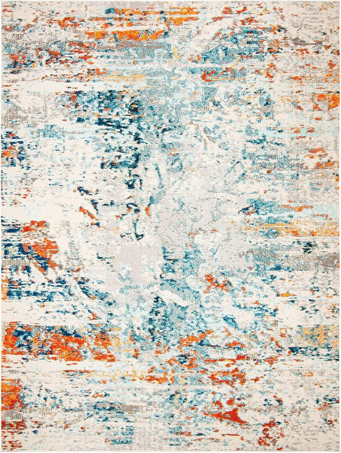 image:imageSAFAVIEH Madison Collection Area Rug 53 x 76 Cream amp Orange Modern Abstract Design NonShedding amp Easy Care Ideal for High Traffic Areas in Living Room Bedroom MAD478BCreamOrange