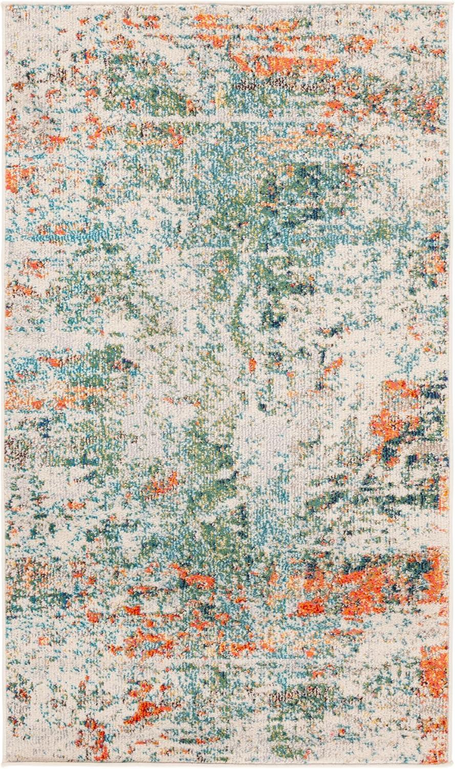 image:imageSAFAVIEH Madison Collection Area Rug 53 x 76 Cream amp Orange Modern Abstract Design NonShedding amp Easy Care Ideal for High Traffic Areas in Living Room Bedroom MAD478BGreenRust