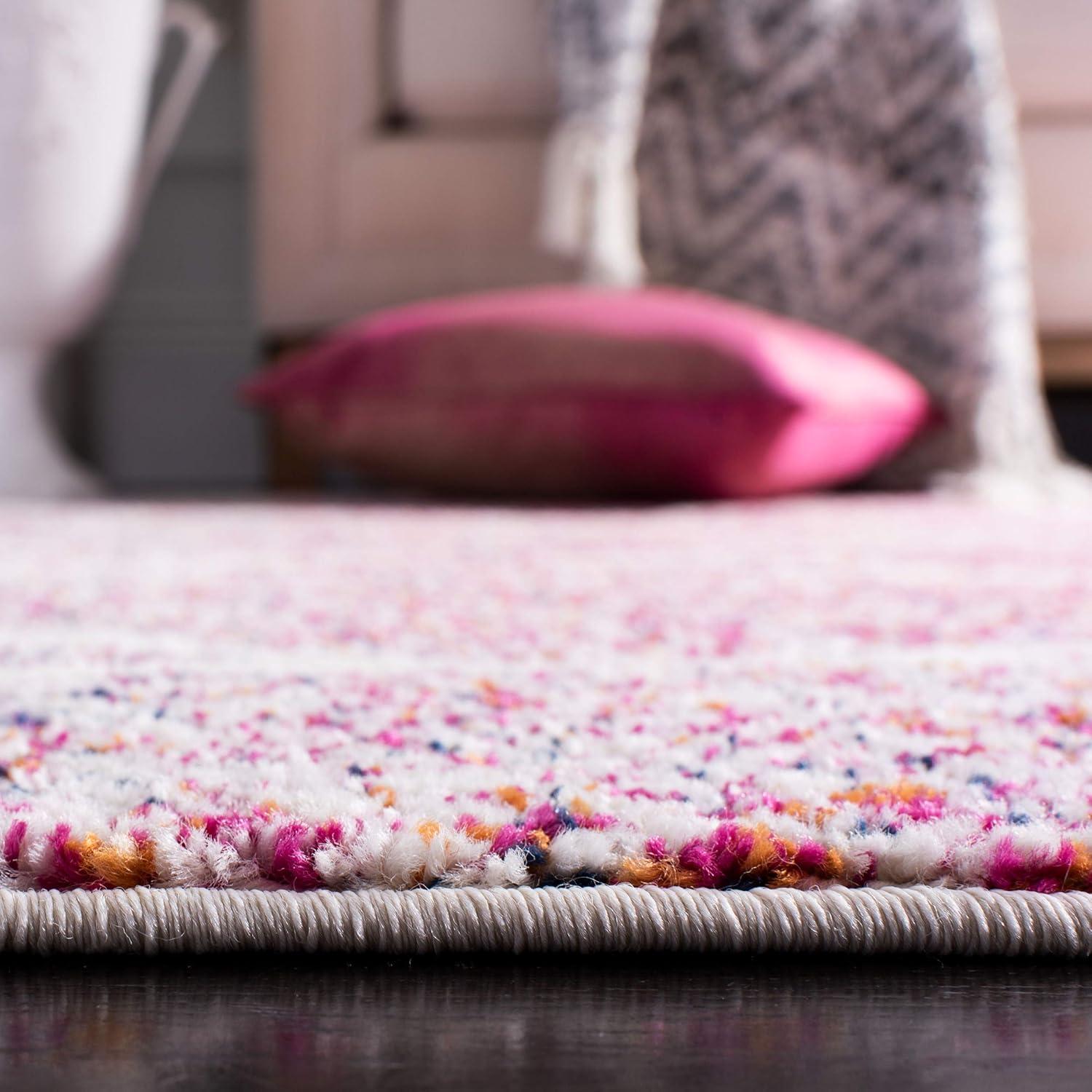image:imageSAFAVIEH Madison Collection Area Rug 53 x 76 Creme amp Yellow Glam Ogee Trellis Distressed Design NonShedding amp Easy Care Ideal for High Traffic Areas in Living Room Bedroom MAD604CCreamFuchsia