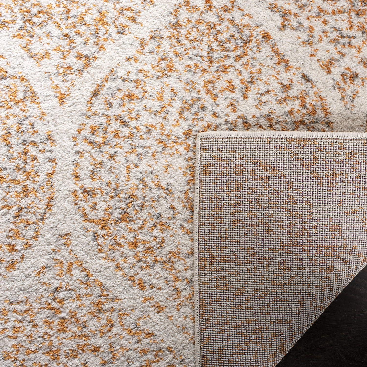 image:imageSAFAVIEH Madison Collection Area Rug 53 x 76 Creme amp Yellow Glam Ogee Trellis Distressed Design NonShedding amp Easy Care Ideal for High Traffic Areas in Living Room Bedroom MAD604CCreamOrange