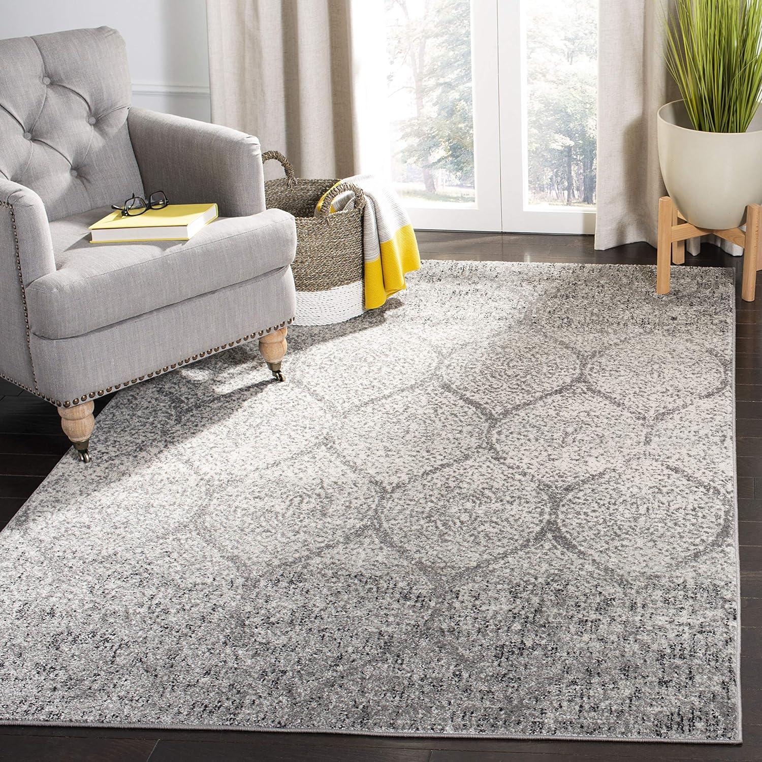 image:imageSAFAVIEH Madison Collection Area Rug 53 x 76 Creme amp Yellow Glam Ogee Trellis Distressed Design NonShedding amp Easy Care Ideal for High Traffic Areas in Living Room Bedroom MAD604CGreyIvory
