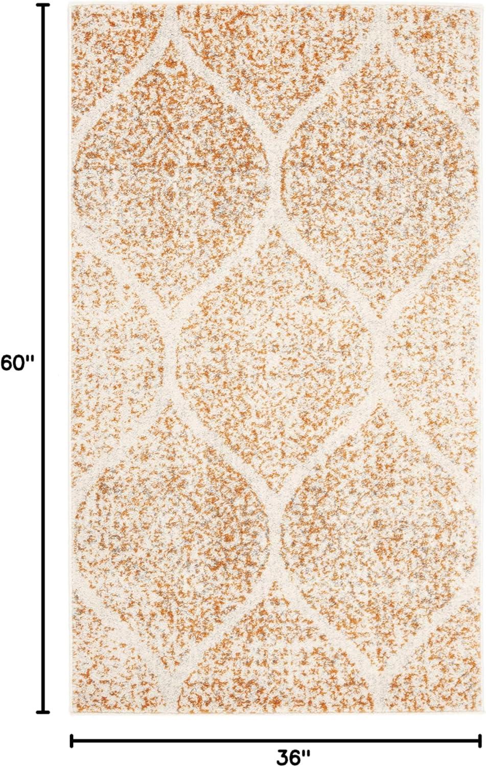 image:imageSAFAVIEH Madison Collection Area Rug 53 x 76 Creme amp Yellow Glam Ogee Trellis Distressed Design NonShedding amp Easy Care Ideal for High Traffic Areas in Living Room Bedroom MAD604CCreamOrange