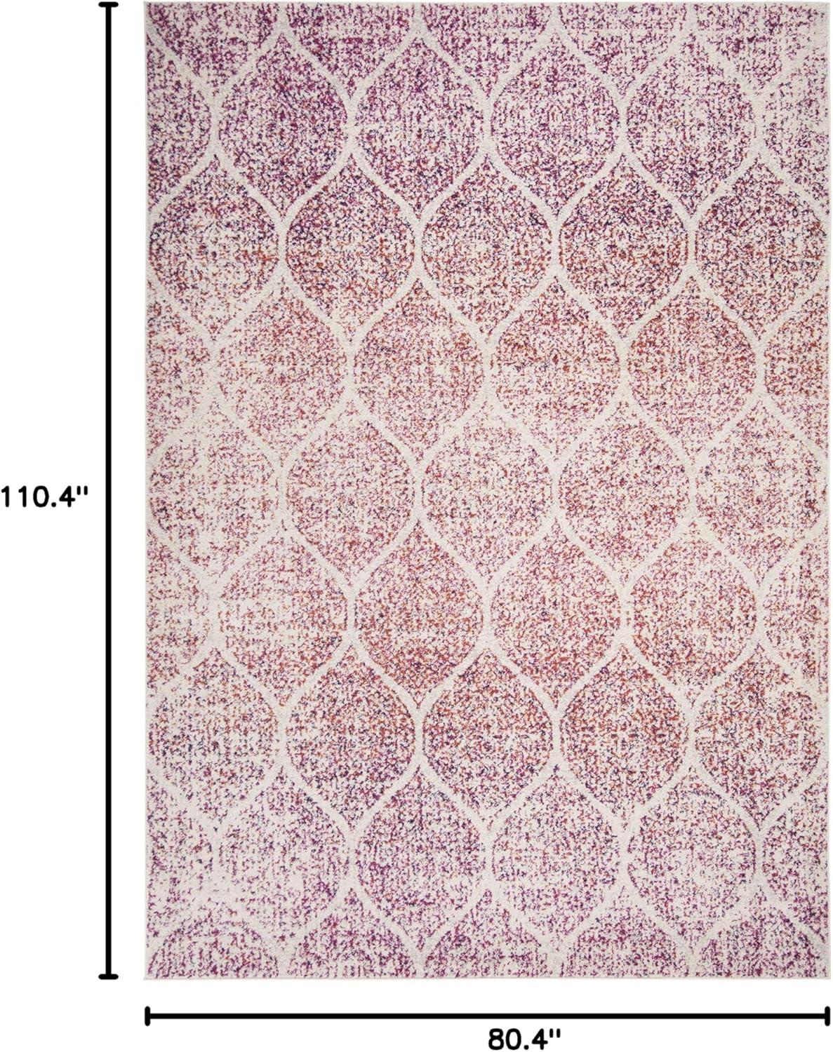 image:imageSAFAVIEH Madison Collection Area Rug 53 x 76 Creme amp Yellow Glam Ogee Trellis Distressed Design NonShedding amp Easy Care Ideal for High Traffic Areas in Living Room Bedroom MAD604CCreamFuchsia
