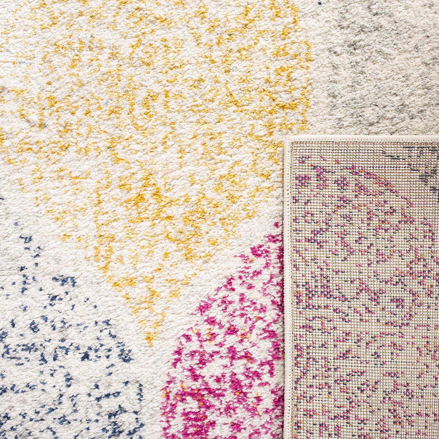 image:imageSAFAVIEH Madison Collection Area Rug 53 x 76 Creme amp Yellow Glam Ogee Trellis Distressed Design NonShedding amp Easy Care Ideal for High Traffic Areas in Living Room Bedroom MAD604CCremeYellow