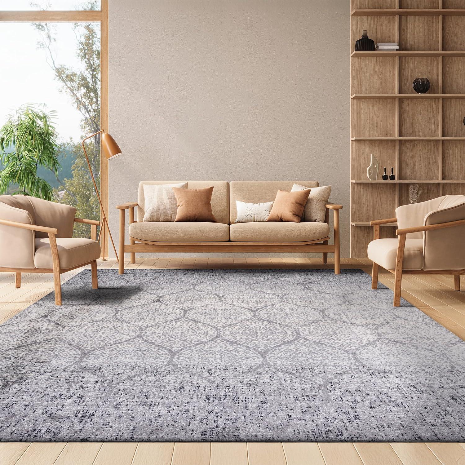image:imageSAFAVIEH Madison Collection Area Rug 53 x 76 Creme amp Yellow Glam Ogee Trellis Distressed Design NonShedding amp Easy Care Ideal for High Traffic Areas in Living Room Bedroom MAD604CGreyIvory