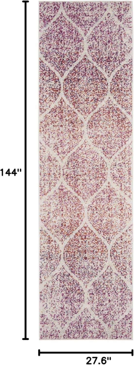 image:imageSAFAVIEH Madison Collection Area Rug 53 x 76 Creme amp Yellow Glam Ogee Trellis Distressed Design NonShedding amp Easy Care Ideal for High Traffic Areas in Living Room Bedroom MAD604CCreamFuchsia