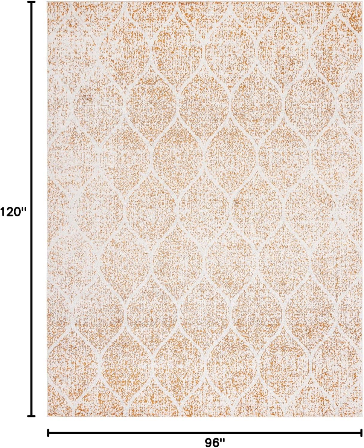 image:imageSAFAVIEH Madison Collection Area Rug 53 x 76 Creme amp Yellow Glam Ogee Trellis Distressed Design NonShedding amp Easy Care Ideal for High Traffic Areas in Living Room Bedroom MAD604CCreamOrange