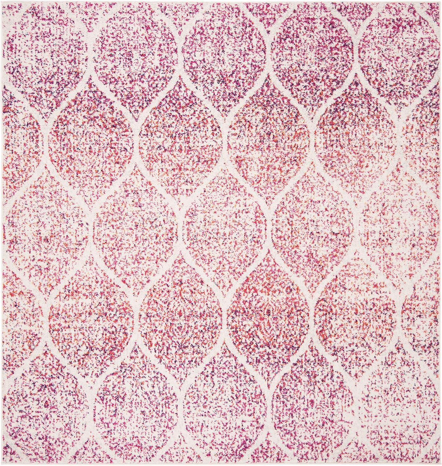 image:imageSAFAVIEH Madison Collection Area Rug 53 x 76 Creme amp Yellow Glam Ogee Trellis Distressed Design NonShedding amp Easy Care Ideal for High Traffic Areas in Living Room Bedroom MAD604CCreamFuchsia