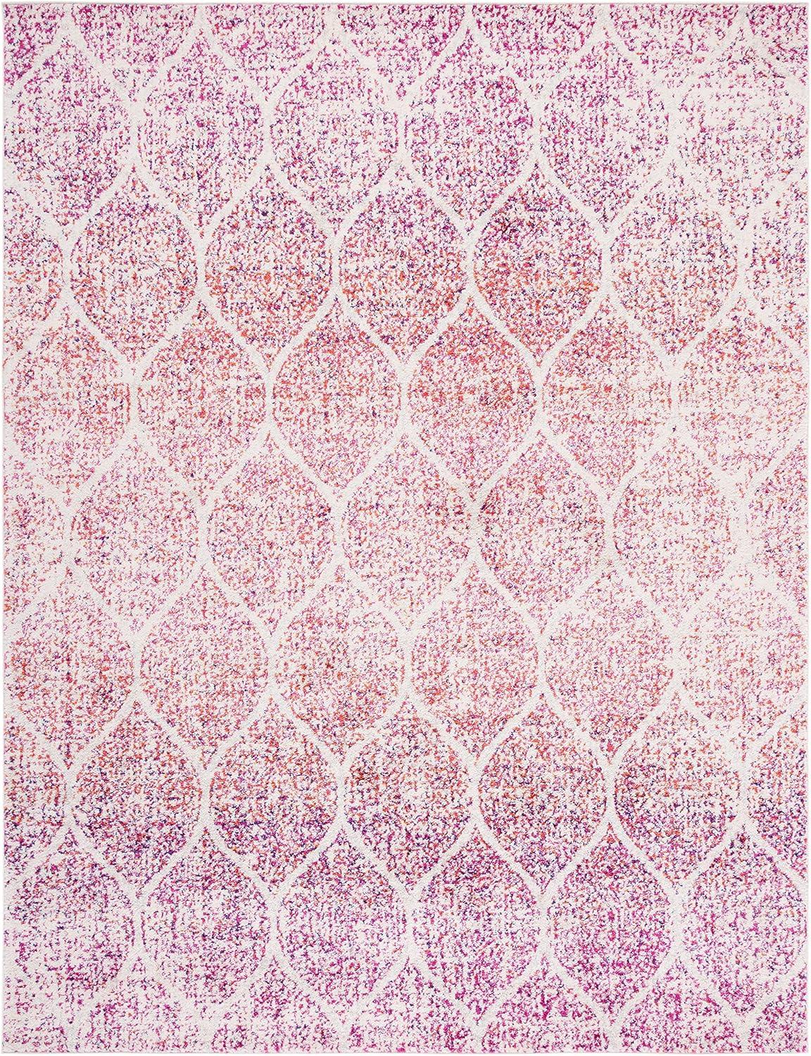 image:imageSAFAVIEH Madison Collection Area Rug 53 x 76 Creme amp Yellow Glam Ogee Trellis Distressed Design NonShedding amp Easy Care Ideal for High Traffic Areas in Living Room Bedroom MAD604CCreamFuchsia