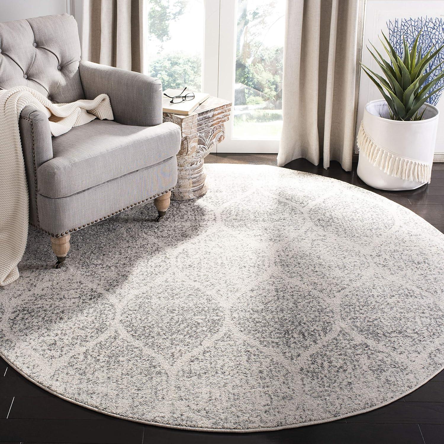 image:imageSAFAVIEH Madison Collection Area Rug 53 x 76 Creme amp Yellow Glam Ogee Trellis Distressed Design NonShedding amp Easy Care Ideal for High Traffic Areas in Living Room Bedroom MAD604CIvorySilver