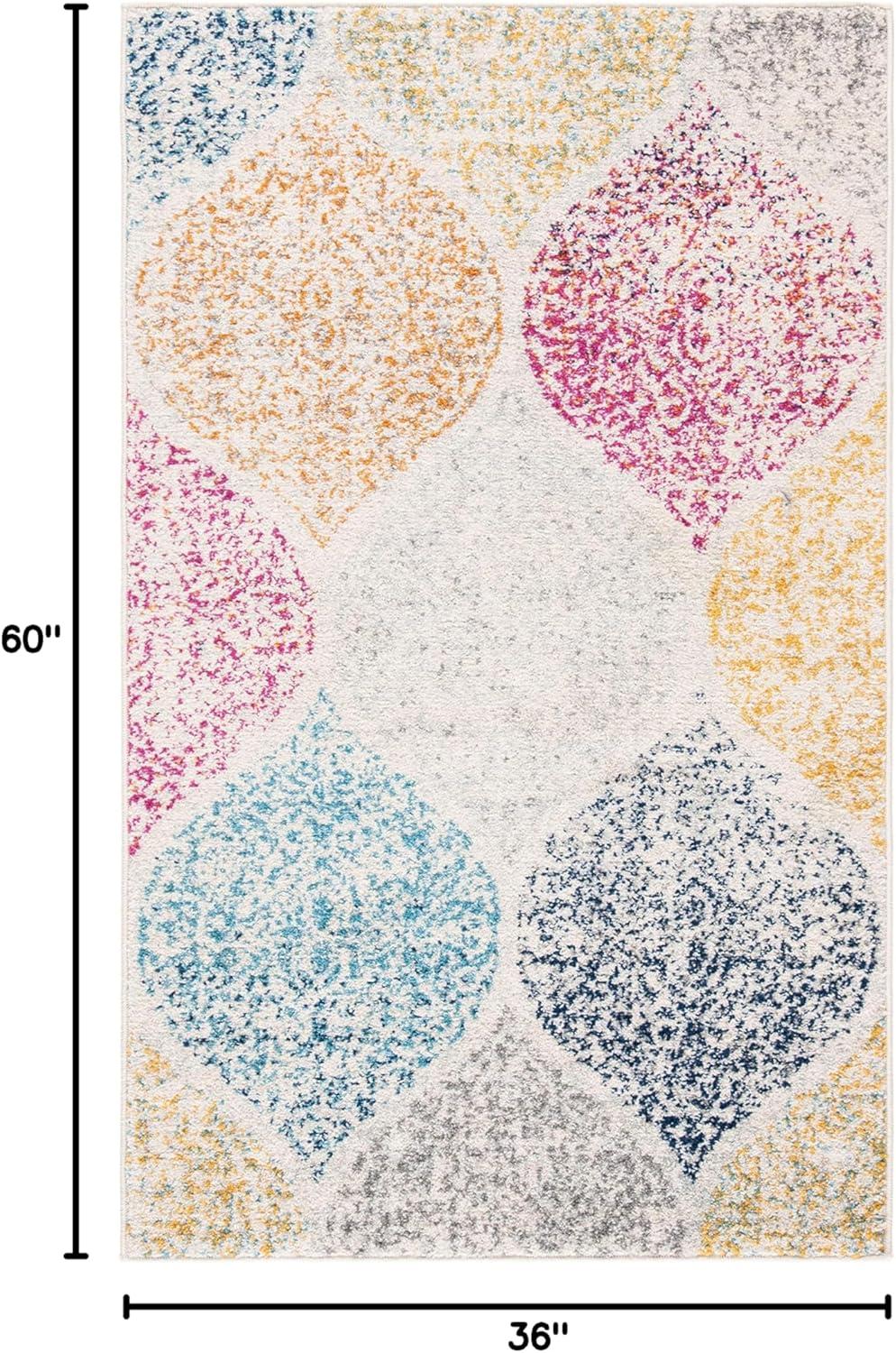 image:imageSAFAVIEH Madison Collection Area Rug 53 x 76 Creme amp Yellow Glam Ogee Trellis Distressed Design NonShedding amp Easy Care Ideal for High Traffic Areas in Living Room Bedroom MAD604CCremeYellow