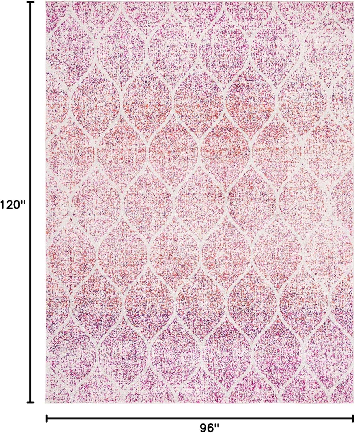 image:imageSAFAVIEH Madison Collection Area Rug 53 x 76 Creme amp Yellow Glam Ogee Trellis Distressed Design NonShedding amp Easy Care Ideal for High Traffic Areas in Living Room Bedroom MAD604CCreamFuchsia
