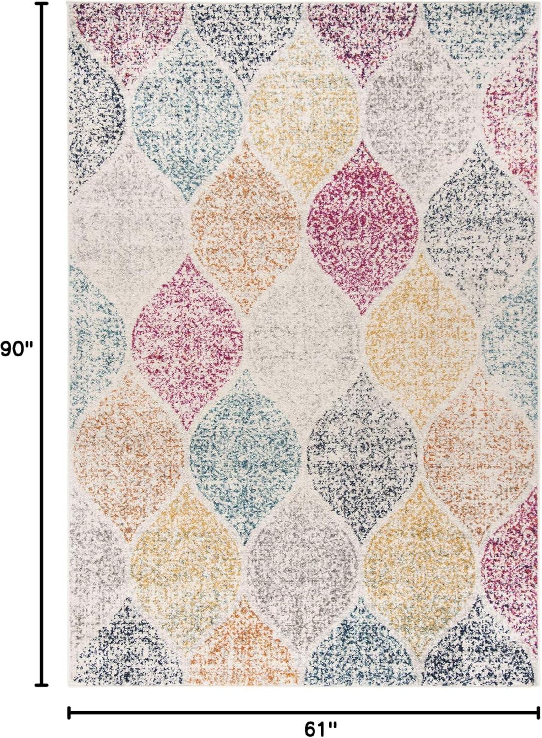image:imageSAFAVIEH Madison Collection Area Rug 53 x 76 Creme amp Yellow Glam Ogee Trellis Distressed Design NonShedding amp Easy Care Ideal for High Traffic Areas in Living Room Bedroom MAD604CCremeYellow