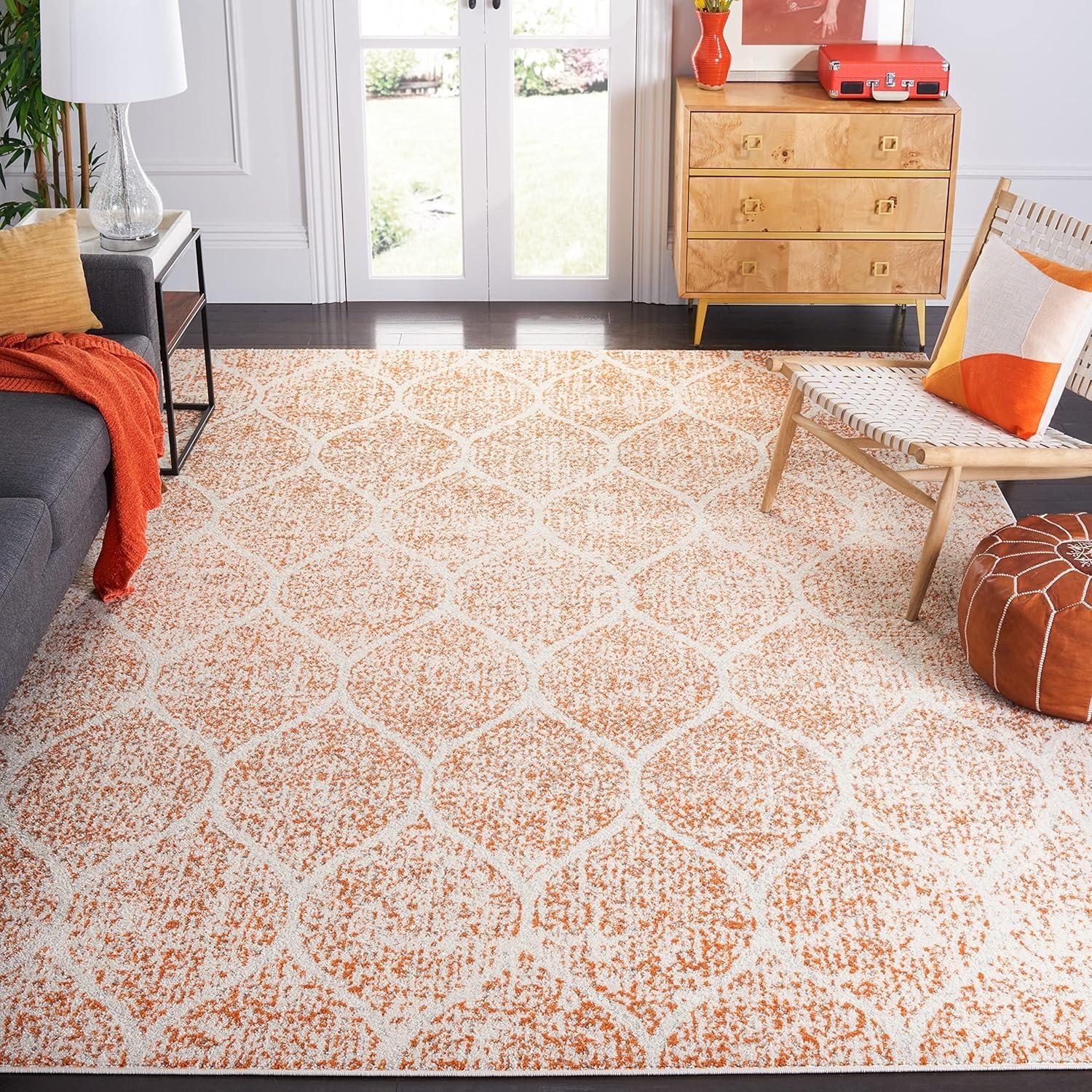 image:imageSAFAVIEH Madison Collection Area Rug 53 x 76 Creme amp Yellow Glam Ogee Trellis Distressed Design NonShedding amp Easy Care Ideal for High Traffic Areas in Living Room Bedroom MAD604CCreamOrange