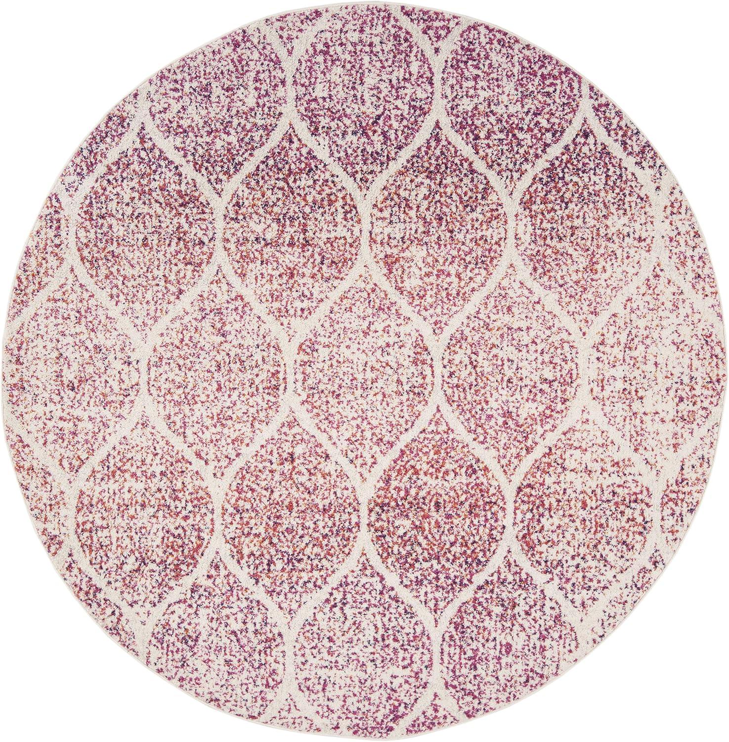 image:imageSAFAVIEH Madison Collection Area Rug 53 x 76 Creme amp Yellow Glam Ogee Trellis Distressed Design NonShedding amp Easy Care Ideal for High Traffic Areas in Living Room Bedroom MAD604CCreamFuchsia