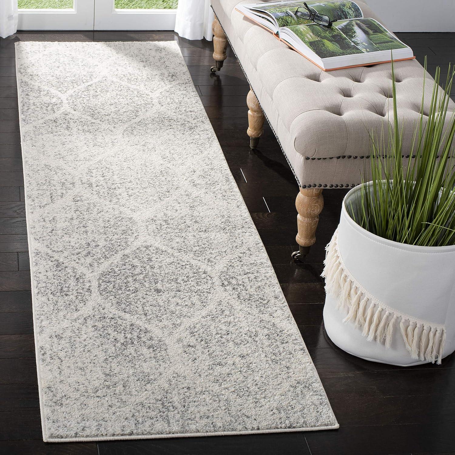 image:imageSAFAVIEH Madison Collection Area Rug 53 x 76 Creme amp Yellow Glam Ogee Trellis Distressed Design NonShedding amp Easy Care Ideal for High Traffic Areas in Living Room Bedroom MAD604CIvorySilver