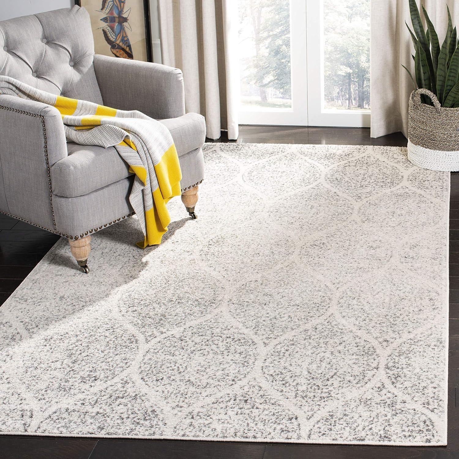 image:imageSAFAVIEH Madison Collection Area Rug 53 x 76 Creme amp Yellow Glam Ogee Trellis Distressed Design NonShedding amp Easy Care Ideal for High Traffic Areas in Living Room Bedroom MAD604CIvorySilver