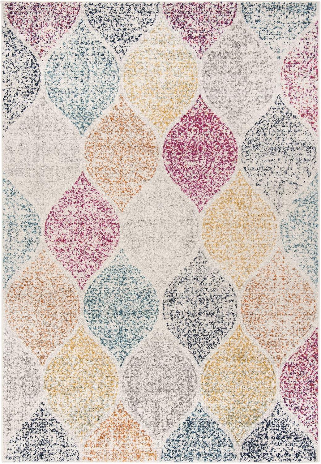 image:imageSAFAVIEH Madison Collection Area Rug 53 x 76 Creme amp Yellow Glam Ogee Trellis Distressed Design NonShedding amp Easy Care Ideal for High Traffic Areas in Living Room Bedroom MAD604CCremeYellow