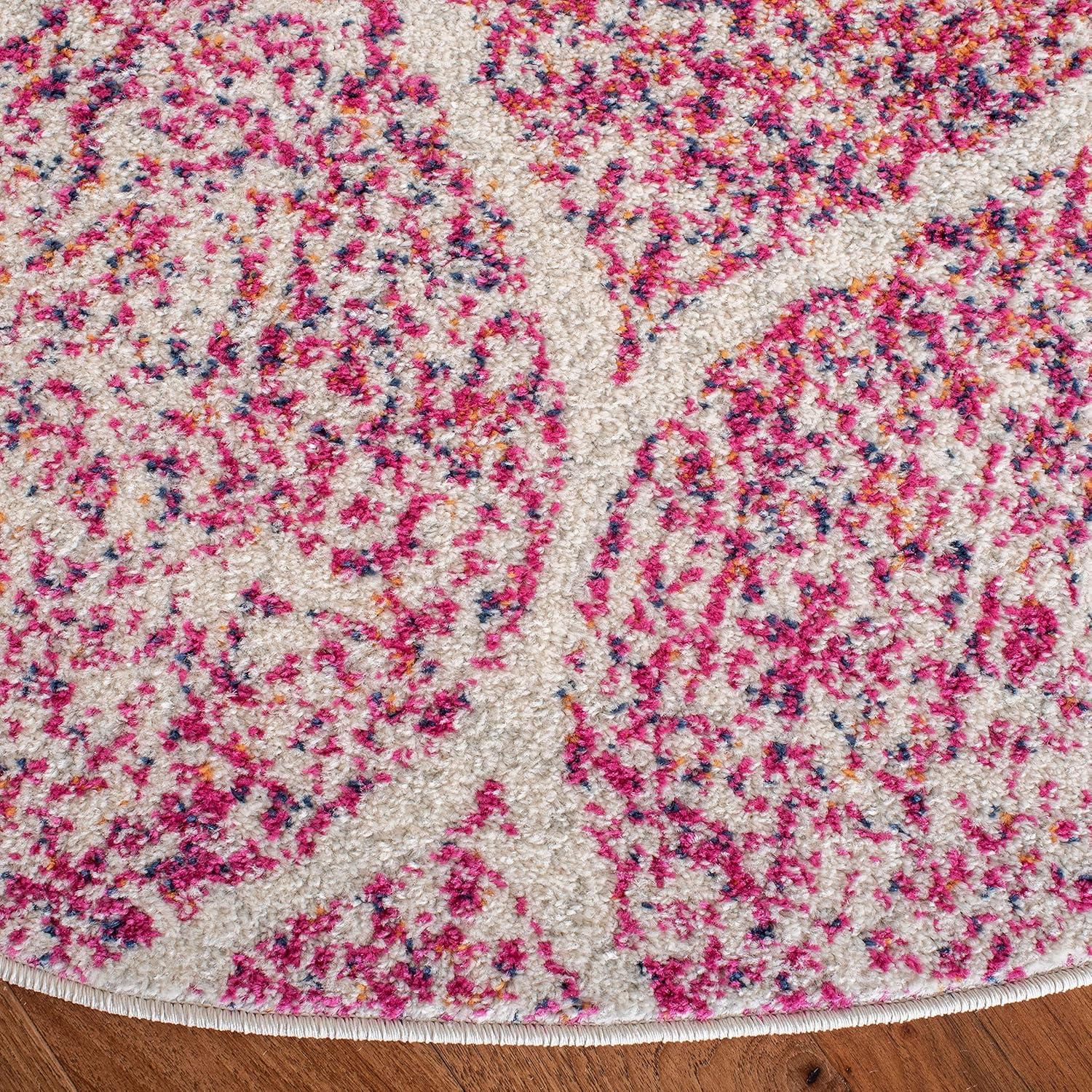 image:imageSAFAVIEH Madison Collection Area Rug 53 x 76 Creme amp Yellow Glam Ogee Trellis Distressed Design NonShedding amp Easy Care Ideal for High Traffic Areas in Living Room Bedroom MAD604CCreamFuchsia