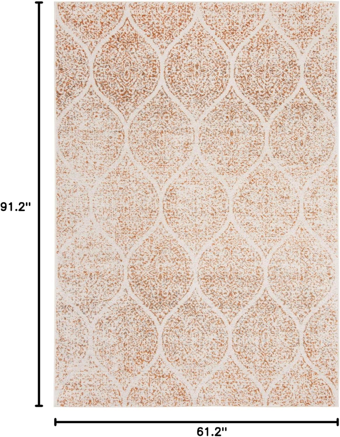 image:imageSAFAVIEH Madison Collection Area Rug 53 x 76 Creme amp Yellow Glam Ogee Trellis Distressed Design NonShedding amp Easy Care Ideal for High Traffic Areas in Living Room Bedroom MAD604CCreamOrange