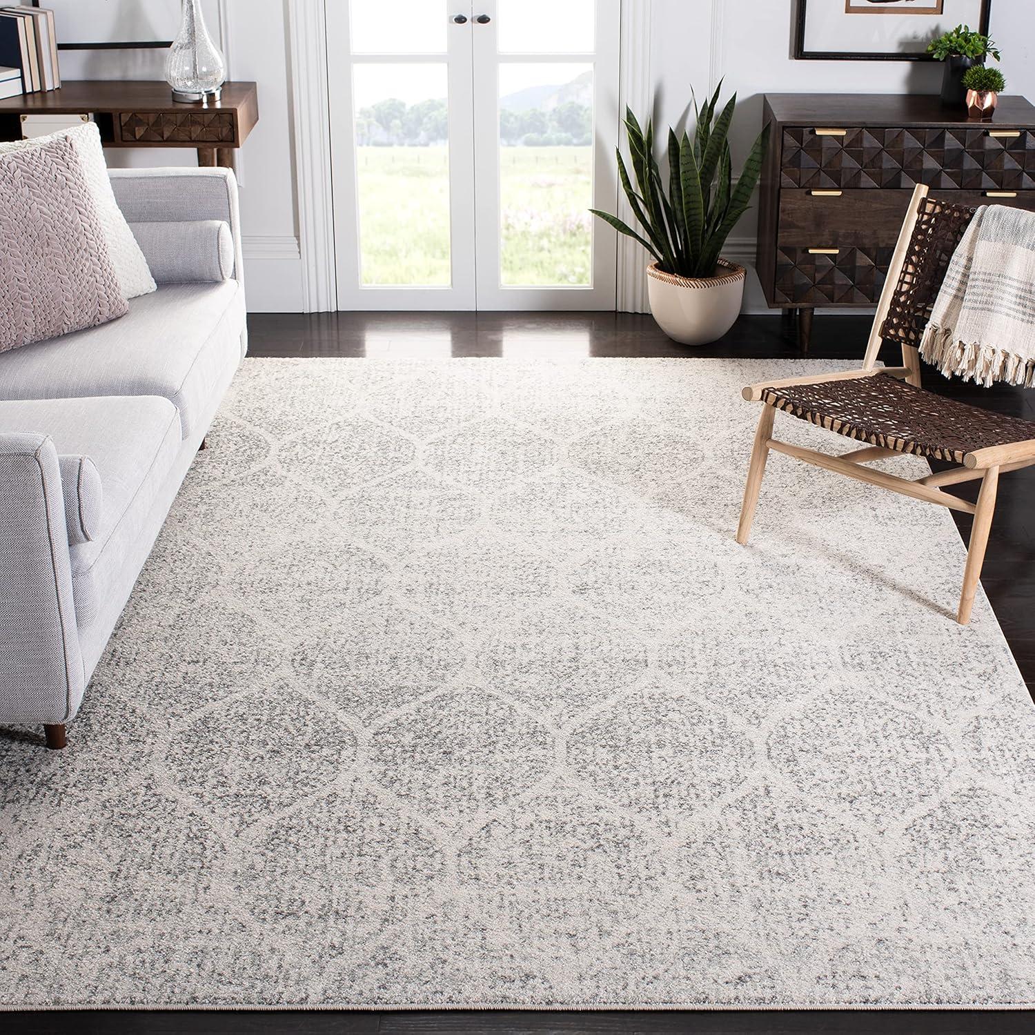 image:imageSAFAVIEH Madison Collection Area Rug 53 x 76 Creme amp Yellow Glam Ogee Trellis Distressed Design NonShedding amp Easy Care Ideal for High Traffic Areas in Living Room Bedroom MAD604CIvorySilver