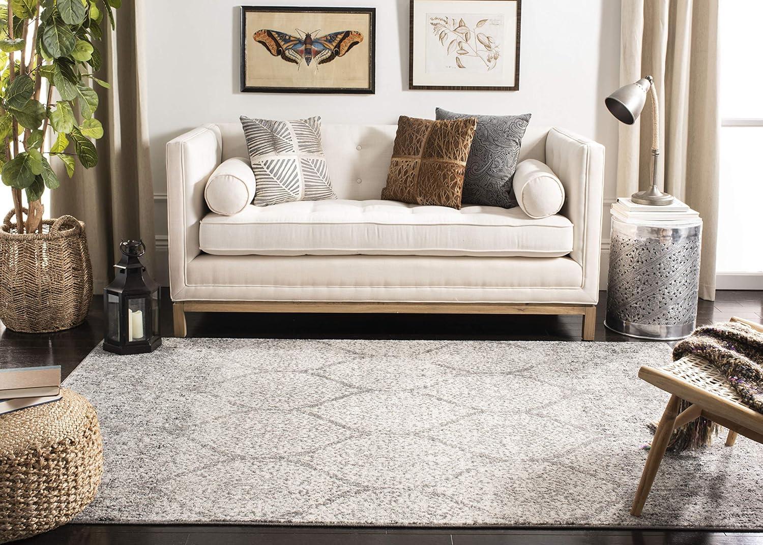 image:imageSAFAVIEH Madison Collection Area Rug 53 x 76 Creme amp Yellow Glam Ogee Trellis Distressed Design NonShedding amp Easy Care Ideal for High Traffic Areas in Living Room Bedroom MAD604CGreyIvory