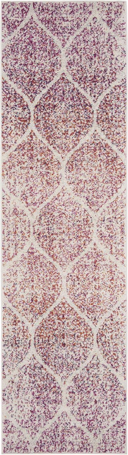 image:imageSAFAVIEH Madison Collection Area Rug 53 x 76 Creme amp Yellow Glam Ogee Trellis Distressed Design NonShedding amp Easy Care Ideal for High Traffic Areas in Living Room Bedroom MAD604CCreamFuchsia