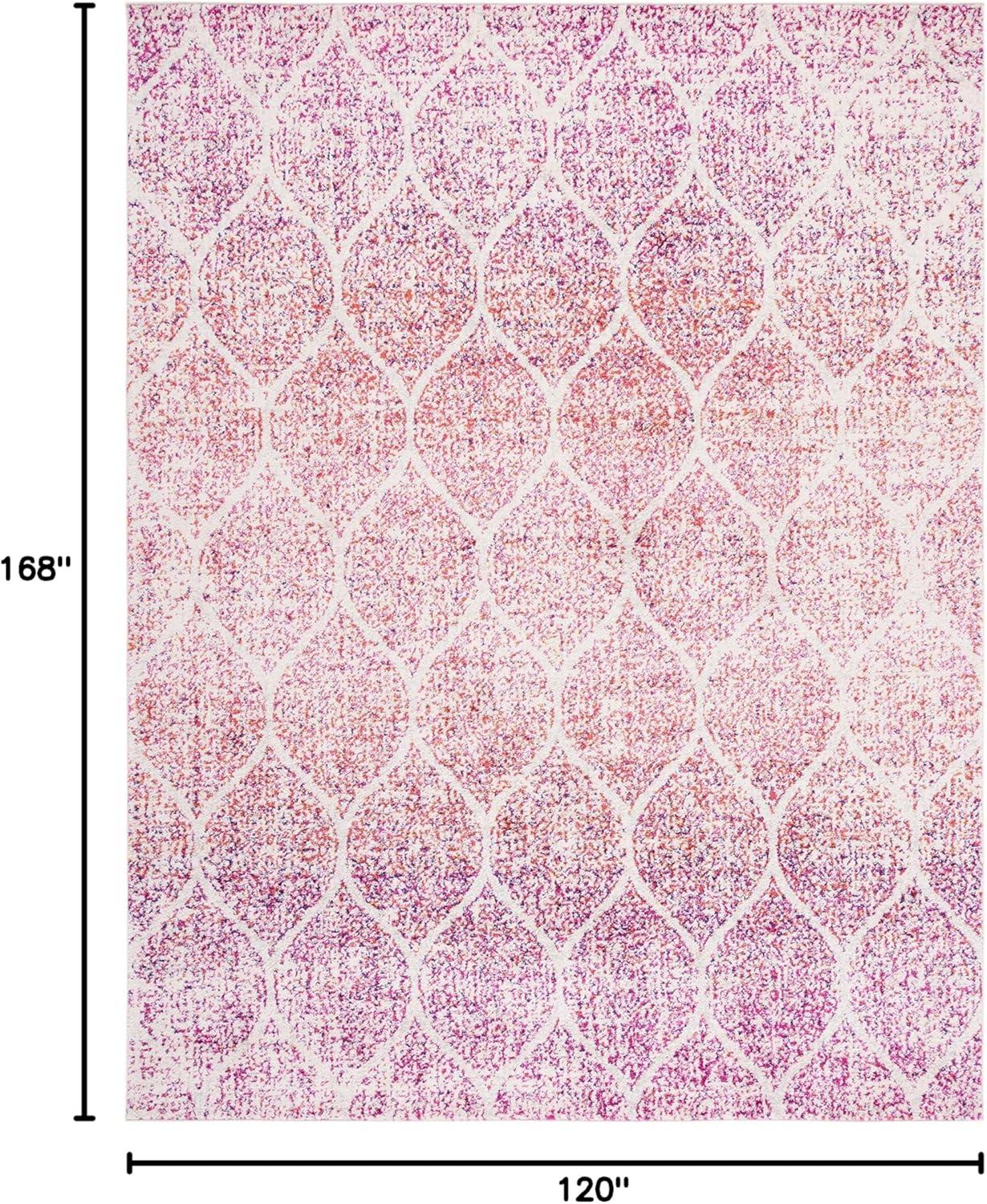image:imageSAFAVIEH Madison Collection Area Rug 53 x 76 Creme amp Yellow Glam Ogee Trellis Distressed Design NonShedding amp Easy Care Ideal for High Traffic Areas in Living Room Bedroom MAD604CCreamFuchsia